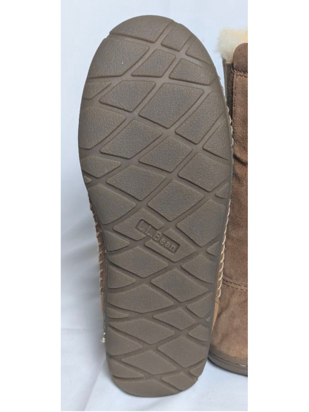 LL Bean Shearling Lined Suede Winter Boots Brown Lace Up Womens - Picture 6 of 7